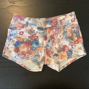 Zara stretch denim floral print shorts size small